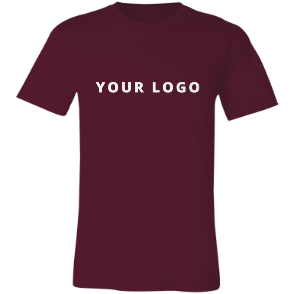 3001C Bella + Canvas Unisex Jersey Short-Sleeve T-Shirt in Maroon with YOUR LOGO, customizable with your own logo