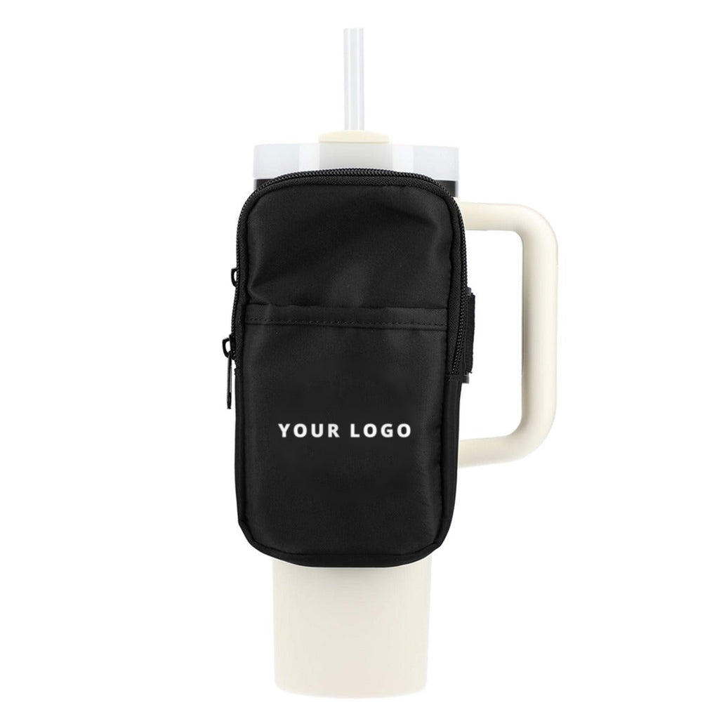 Bottle Buddy Deluxe Water Bottle Pouch in Black with YOUR LOGO, customizable with your own logo