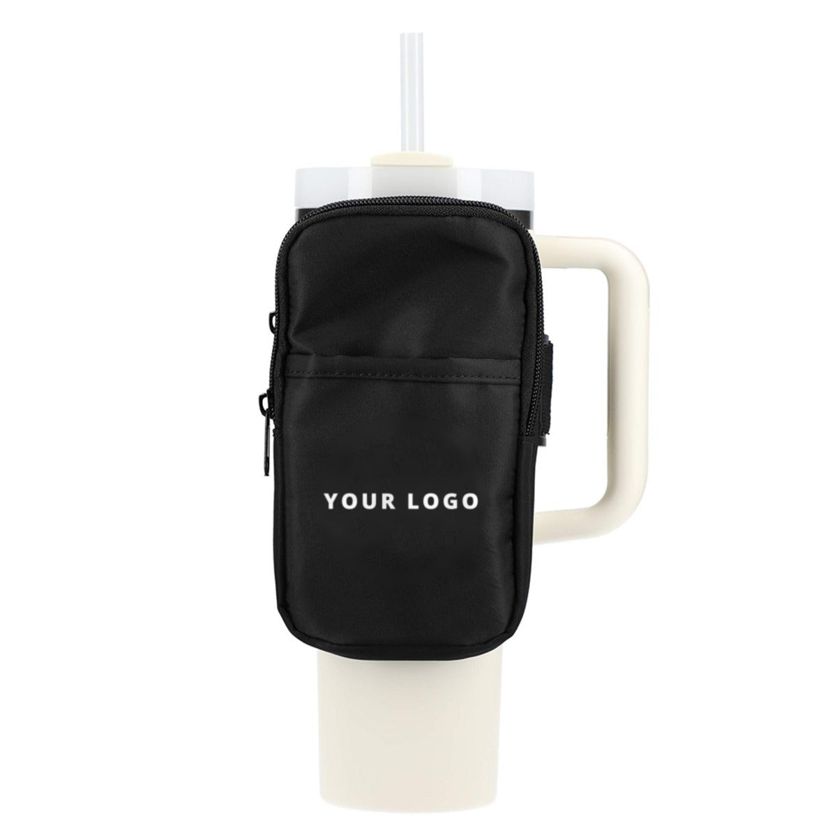 Bottle Buddy Deluxe Water Bottle Pouch in Black with YOUR LOGO, customizable with your own logo
