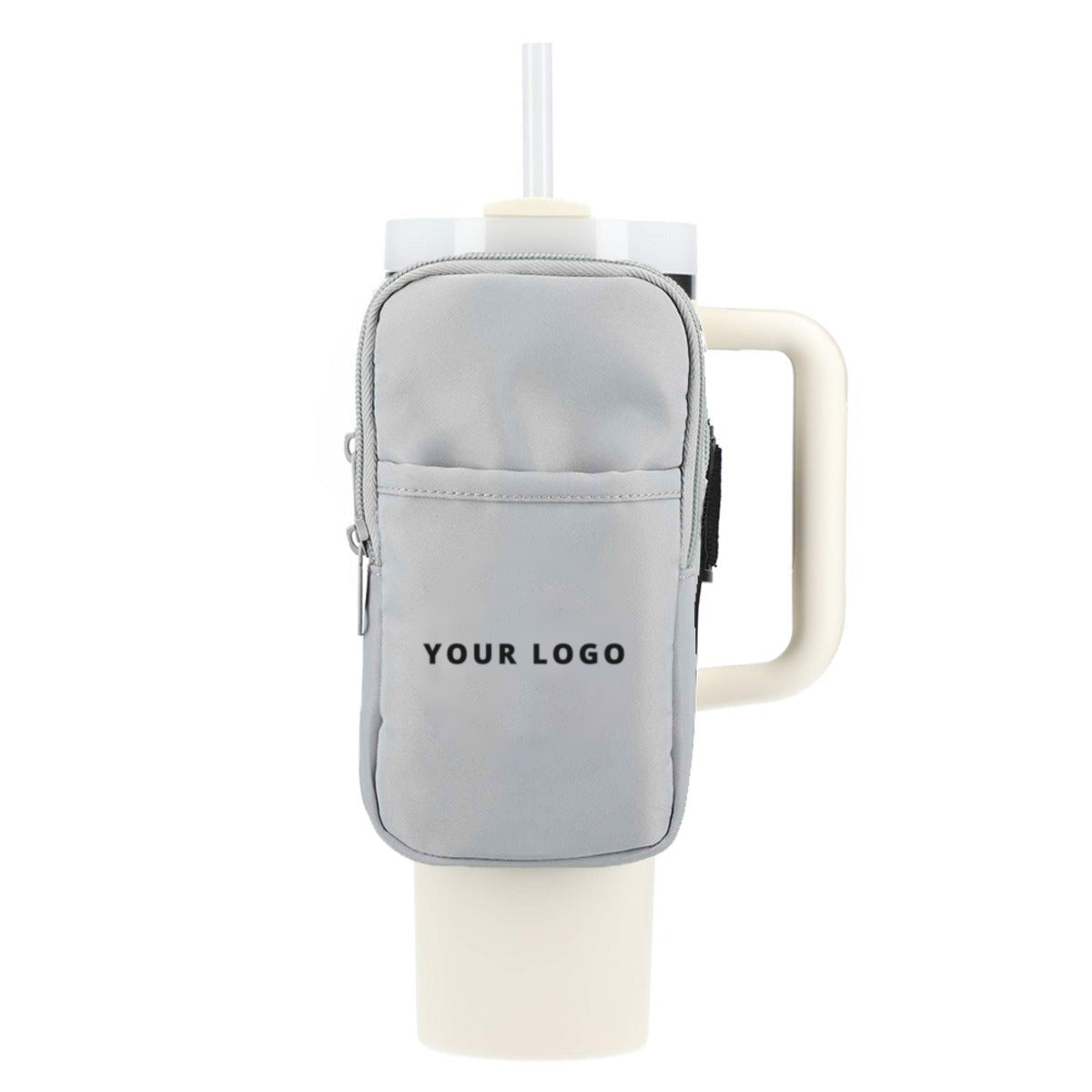 Bottle Buddy Deluxe Water Bottle Pouch in Gray with YOUR LOGO, customizable with your own logo