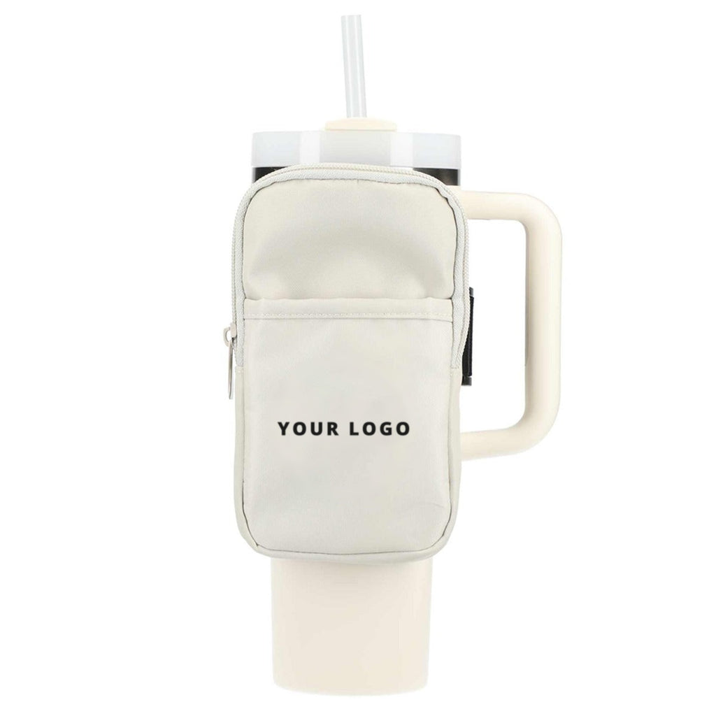 Bottle Buddy Deluxe Water Bottle Pouch in Natural with YOUR LOGO, customizable with your own logo