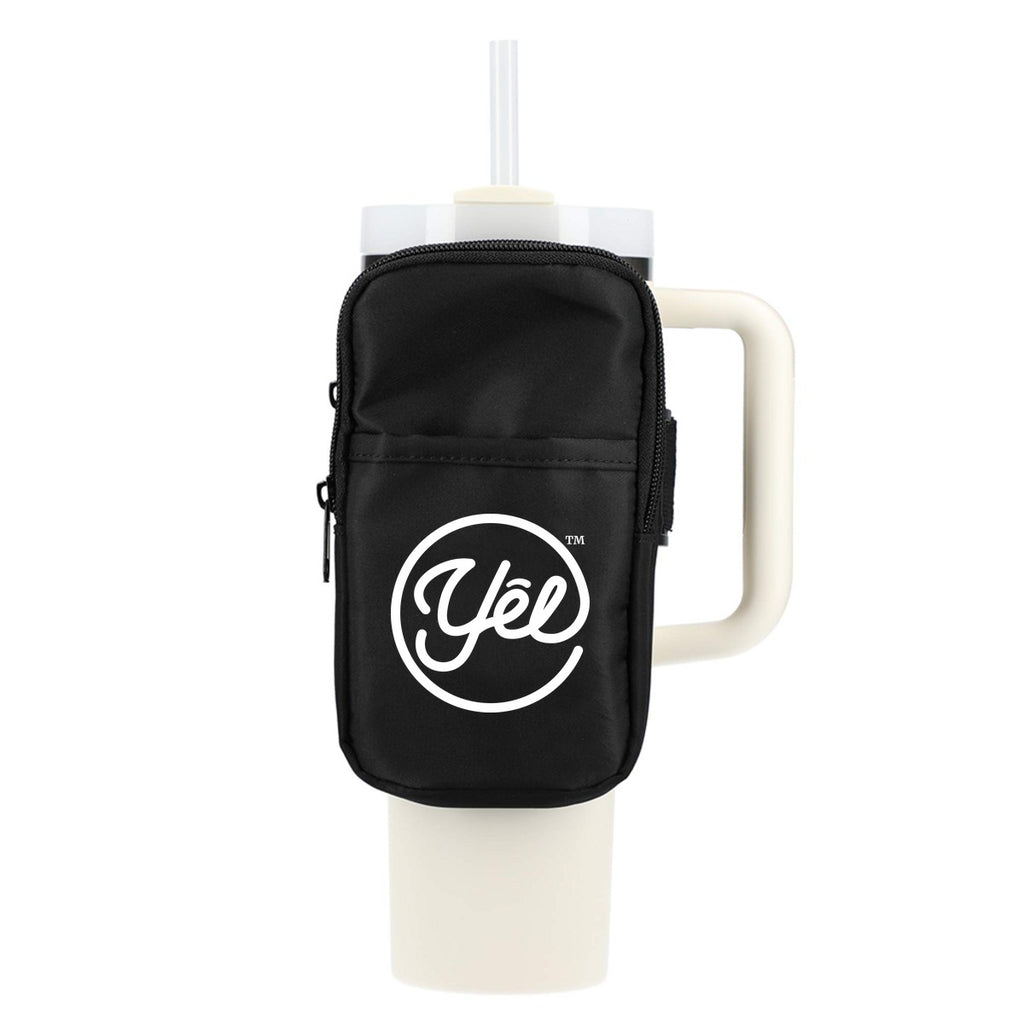 Bottle Buddy Deluxe Water Bottle Pouch in Black with white Yelbrands logo