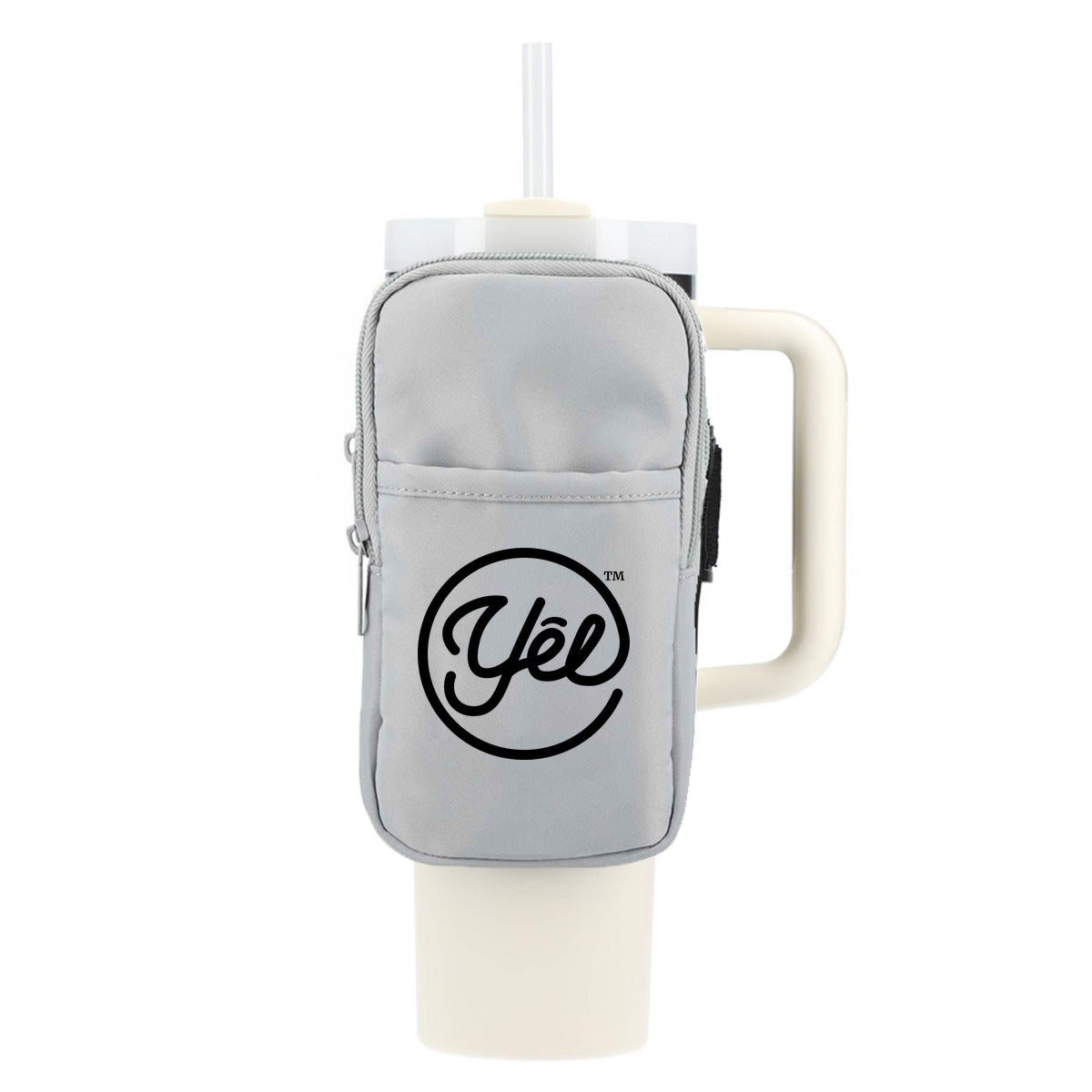 Bottle Buddy Deluxe Water Bottle Pouch in Gray with black Yelbrands logo