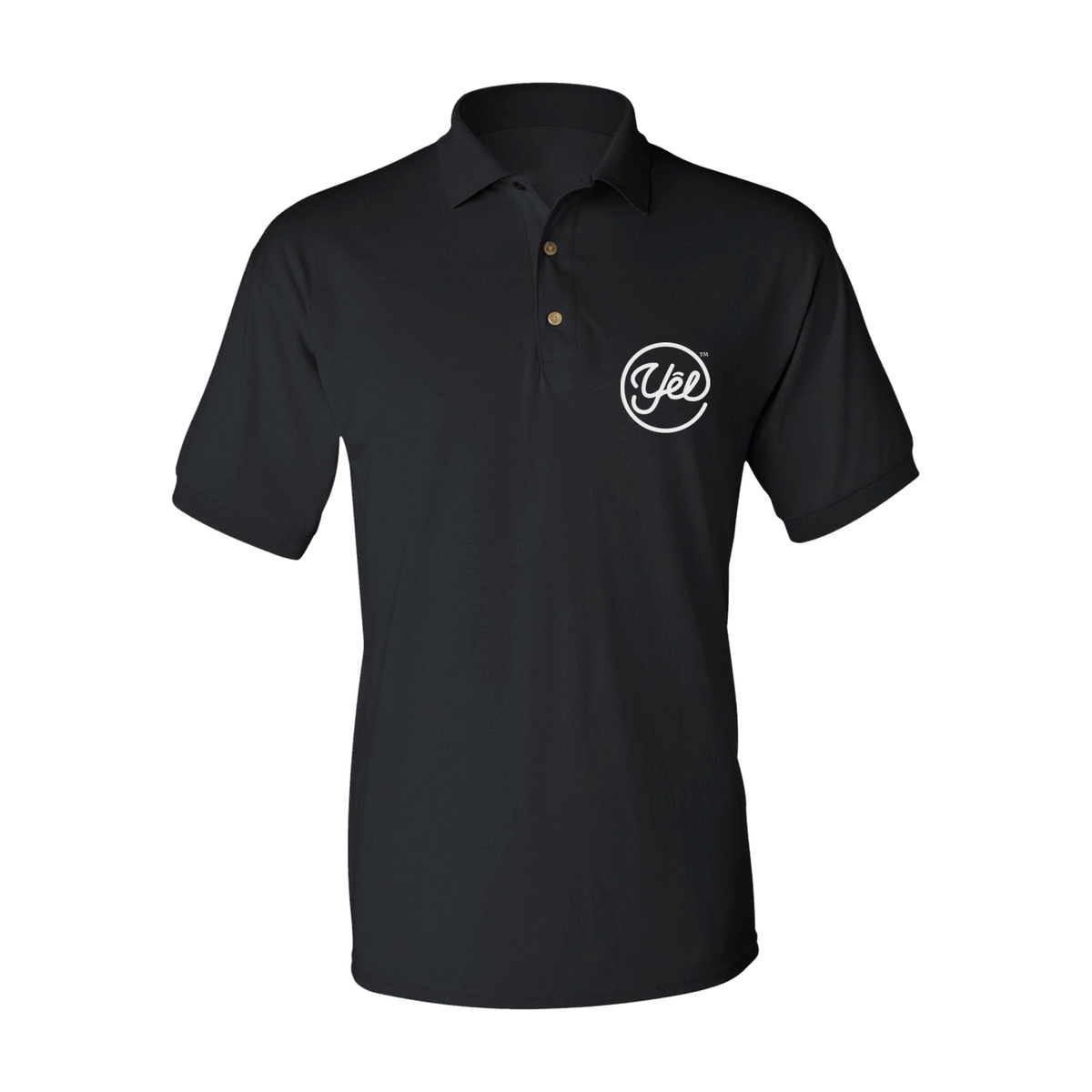 Classic polo in black with Yelbrands logo