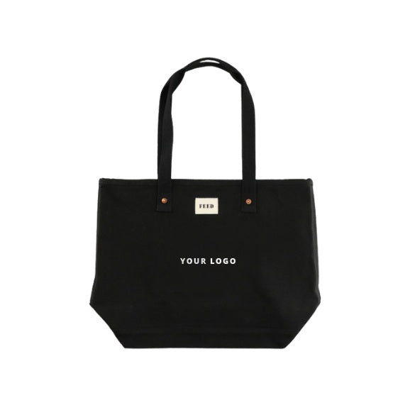 FEED Organic Cotton Weekend Tote in Black with YOUR LOGO, customizable with your own logo