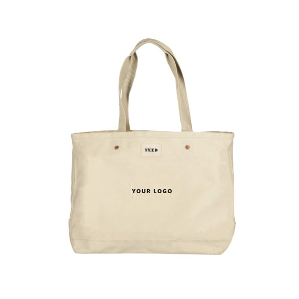 FEED Organic Cotton Weekend Tote in Natural with YOUR LOGO, customizable with your own logo