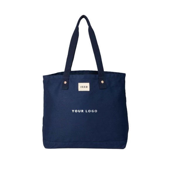 FEED Organic Cotton Weekend Tote in Navy with YOUR LOGO, customizable with your own logo