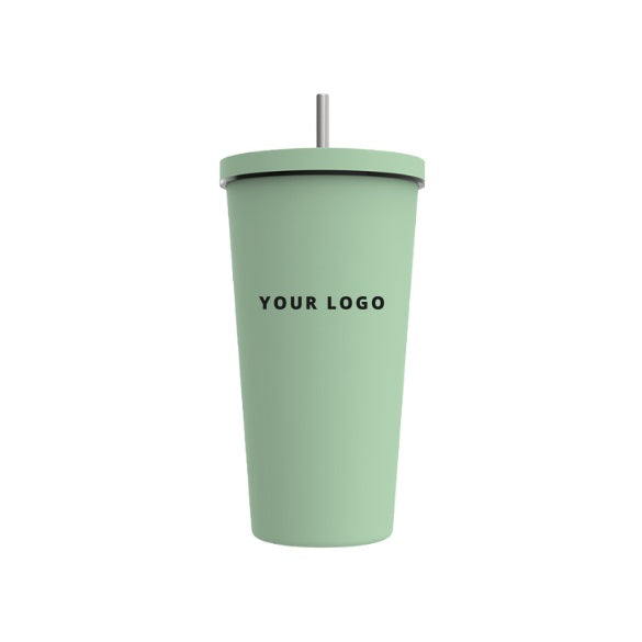 Insulated Straw Tumbler 20oz in Mint Green with YOUR LOGO, customizable with your own logo