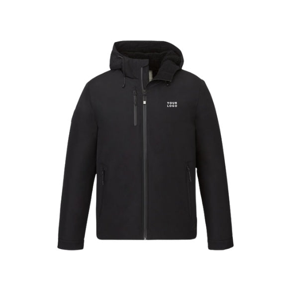 Men's Roots73 ROCKGLEN Eco Waterproof Insulated Sherpa Fleece Lined Jacket with Hood in Black with YOUR LOGO, customizable with your own logo
