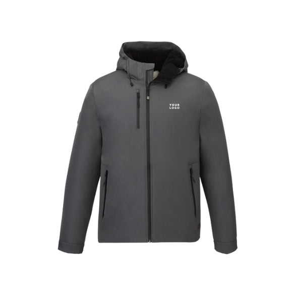 Men's Roots73 ROCKGLEN Eco Waterproof Insulated Sherpa Fleece Lined Jacket with Hood in Charcoal with YOUR LOGO, customizable with your own logo