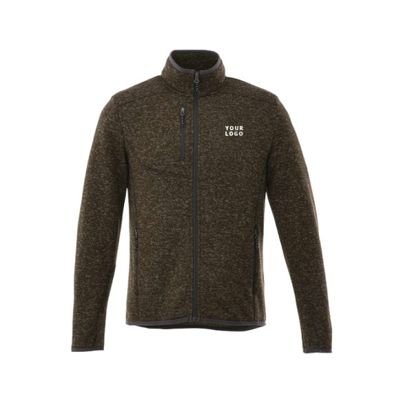 Men's TREMBLANT Sweater Knit Full Zip Jacket with Thumb Holes in Loden with YOUR LOGO, customizable with your own logo