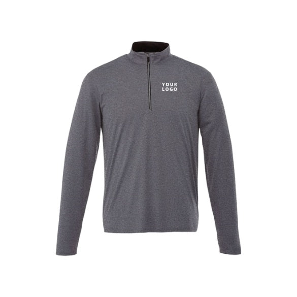 Men's VEGA Performance Tech Quarter Zip in Heather Charcoal with YOUR LOGO, customizable with your own logo