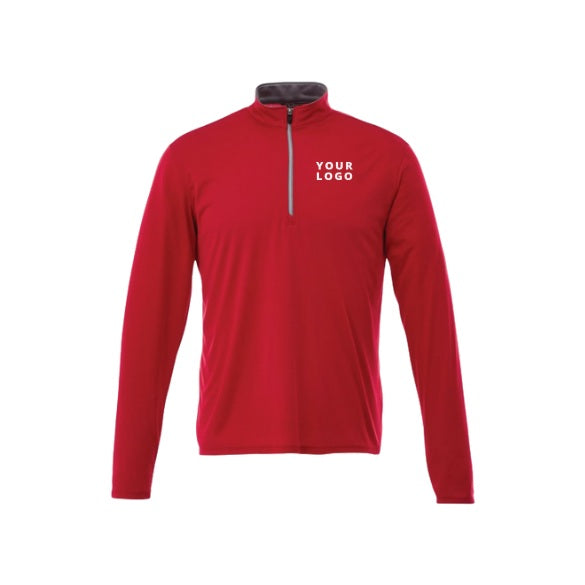 Men's VEGA Performance Tech Quarter Zip in Team Red with YOUR LOGO, customizable with your own logo