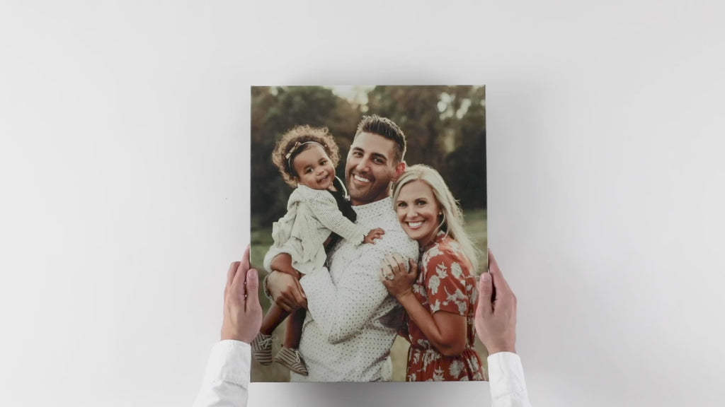 Premium canvas turned to show the edge and paper backing