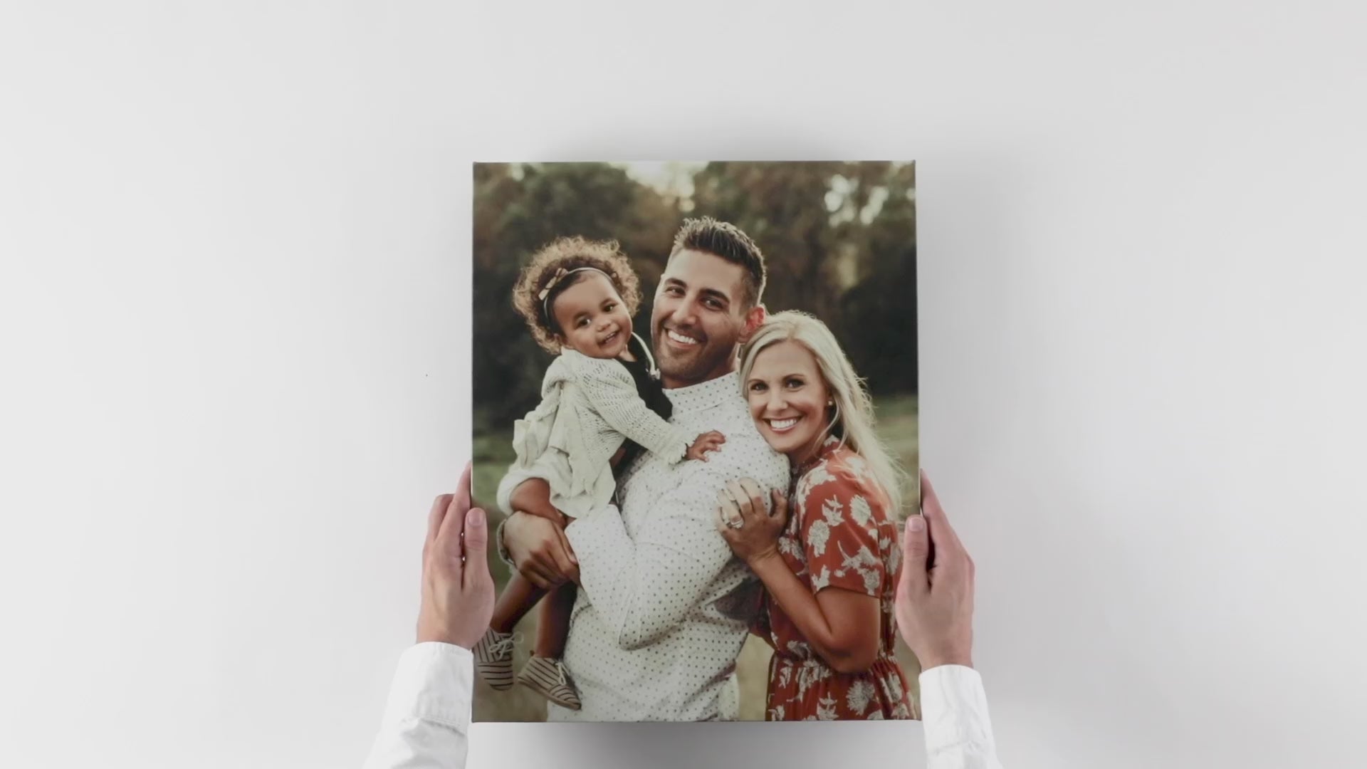 Premium canvas turned to show the edge and paper backing