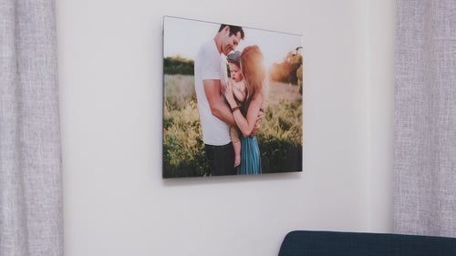 Acrylic print hanging on a bedroom wall