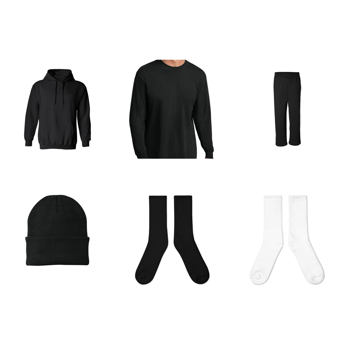 Sports team bundle with hoodie, long sleeve, fleece pants, beanie and socks