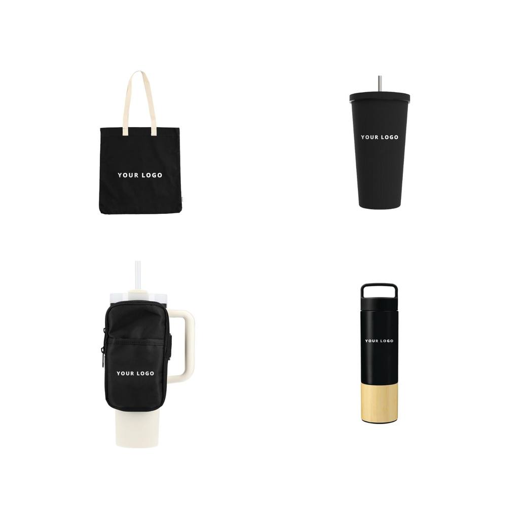 Employee commuter gift box with tote, Black tumbler, bottle and pouch