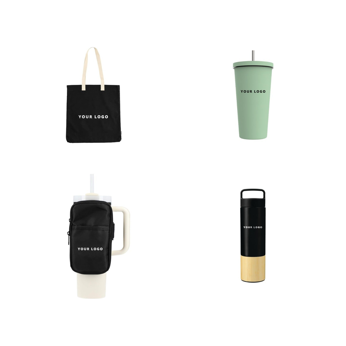 Employee commuter gift box with tote, Mint Green tumbler, bottle and pouch