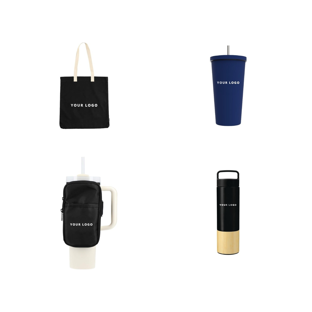 Employee commuter gift box with tote, Navy tumbler, bottle and pouch