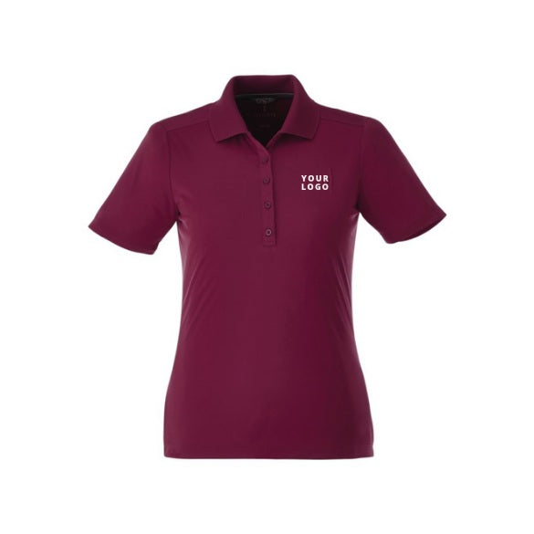Women's DADE Short Sleeve Performance Polo in Maroon with YOUR LOGO, customizable with your own logo