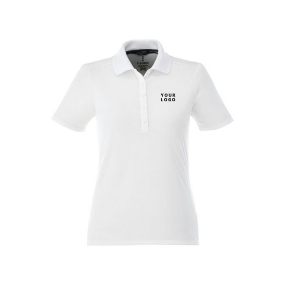 Women's DADE Short Sleeve Performance Polo in White with YOUR LOGO, customizable with your own logo